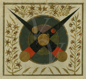 Lunar Eclipse. Ottoman Turkish astrological painting. Fine art print