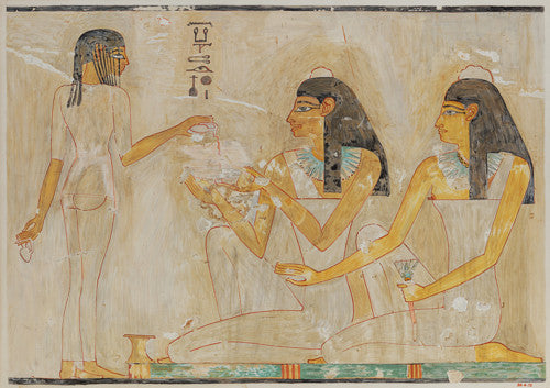 Egyptian Women at a Banquet. Wall painting. Fine art print