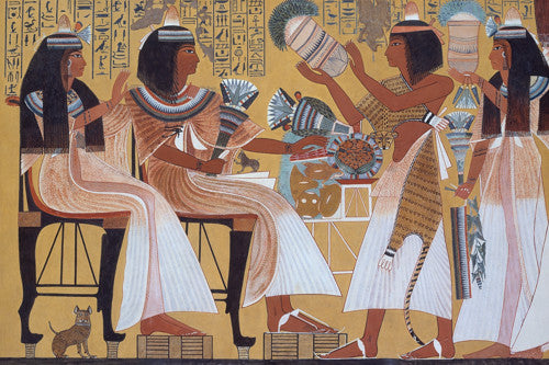 Ipuy and Wife. Ancient Egyptian wall painting. Fine art print 