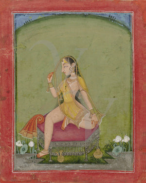 Woman after a bath. Indian painting, Kota, Rajasthan. Fine art print