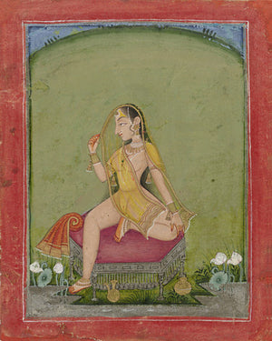 Woman after a bath. Indian painting, Kota, Rajasthan. Fine art print