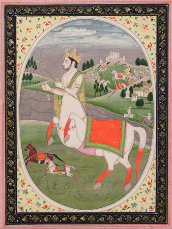 Indian painting of Sagittarius. Half man, half horse. Zodiac. Fine art print