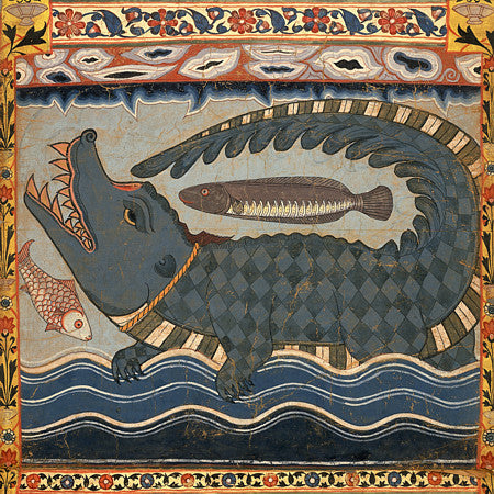 Bengali painting of a mythical crocodile. Fine Art Print