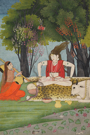 Shiva enraged by Parvati's interruption of his meditation. Hindu Deities. Fine art print