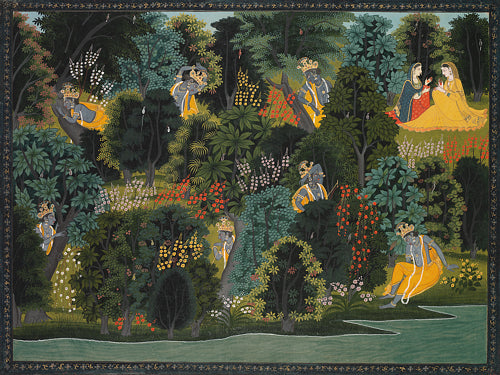 Krishna's Longing for Radha. Indian, Kangra, Pahari painting. Fine art print