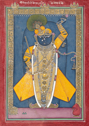 Krishna in the Form of Shri Nathji. Indian painting. Fine art print