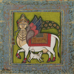 Indian painting of the Hindu goddess Kamadhenu, the sacred wish-fulfilling cow, Fine art print