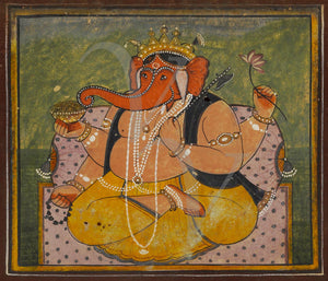 Indian painting of the Hindu Deity Ganesh, or Ganesha. Fine Art Print 