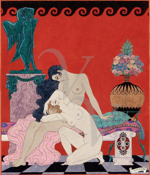 Art Deco lesbian lovers. Les Chansons de Bilitis. Louys lesbians - Venus Art Prints
