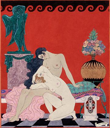 ‎Les Chansons de Bilitis. Lesbian lovers by Georges Barbier. Fine art print