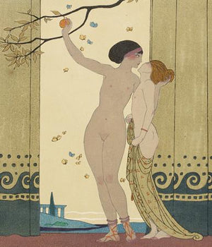 Les Chansons de Bilitis. Lesbian lovers. Georges Barbier. Fine art print