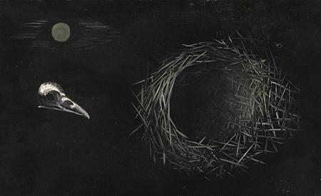 Bird's Nest. Surrealism. Antique painting. Fine art print