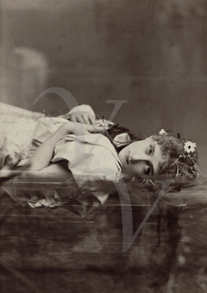 Antique photograph of a Victorian era actress playing Shakespeare's Ophelia.