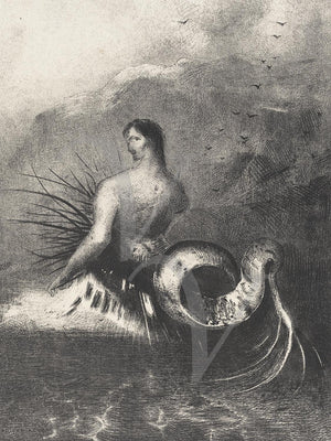 Siren Clothed in Barbs by Odilon Redon. Mermaids and Mermen. Fine Art Print