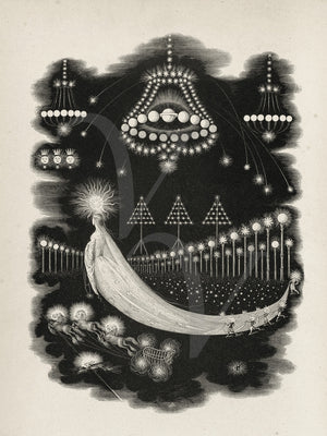 Celestial, mystical fantasy comet woman illustration by J.J. Grandville