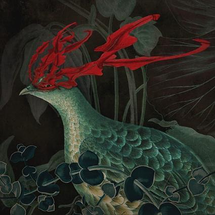 Firebird original collage art. Abstract bird fine art print.