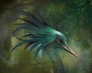 Tallulah tropical forest bird original collage. Fine art print