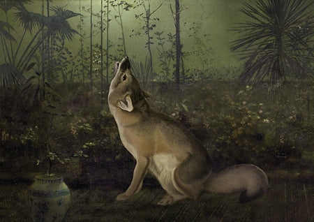 Moon Song. Fox howling at the Moon. Fine Art Print