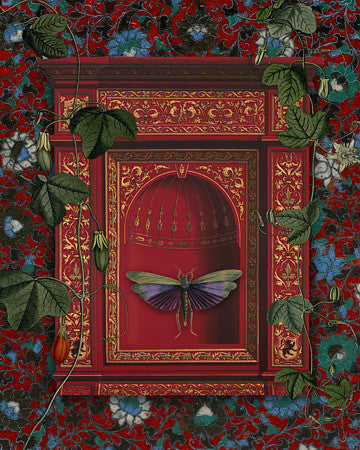 Jewel. Decadent flying insect collage. Fine art print