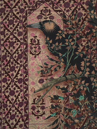 The Messenger. Exotic black crow. Original collage. Fine art print