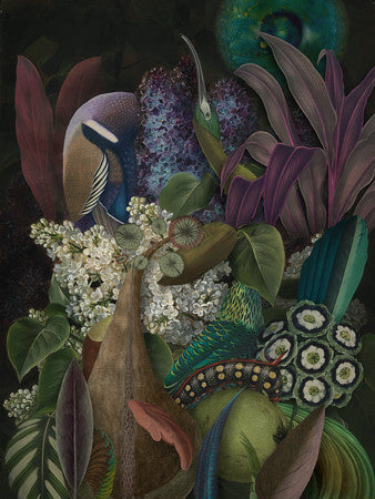 Pangaea original collage. Wild garden fantasy. Decadent nature. Fine art print