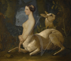 Mythological creature. Female forest faun. Fine art print 