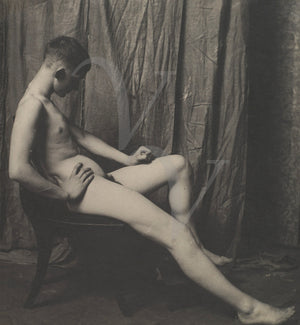 Vintage photo of a male nude by Thomas Eakins. Fine art print