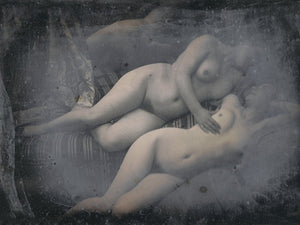 Two Women Embracing antique erotic photography. Fine art print