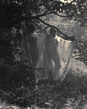 Pagan forest dancers. Vintage photograph