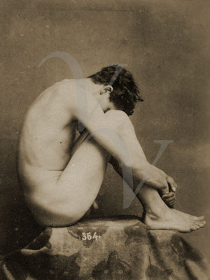 Photographic Study of a Seated Male Nude, Antique artwork